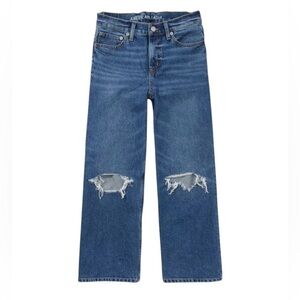 American Eagle Ripped '90s Wide Leg Crop Mid Wash Mid-Rise Jeans Women’s Size 2